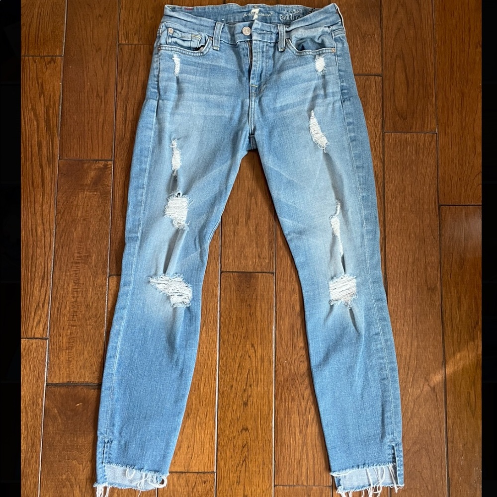 7 for all Mankind Distressed Skinny Jeans